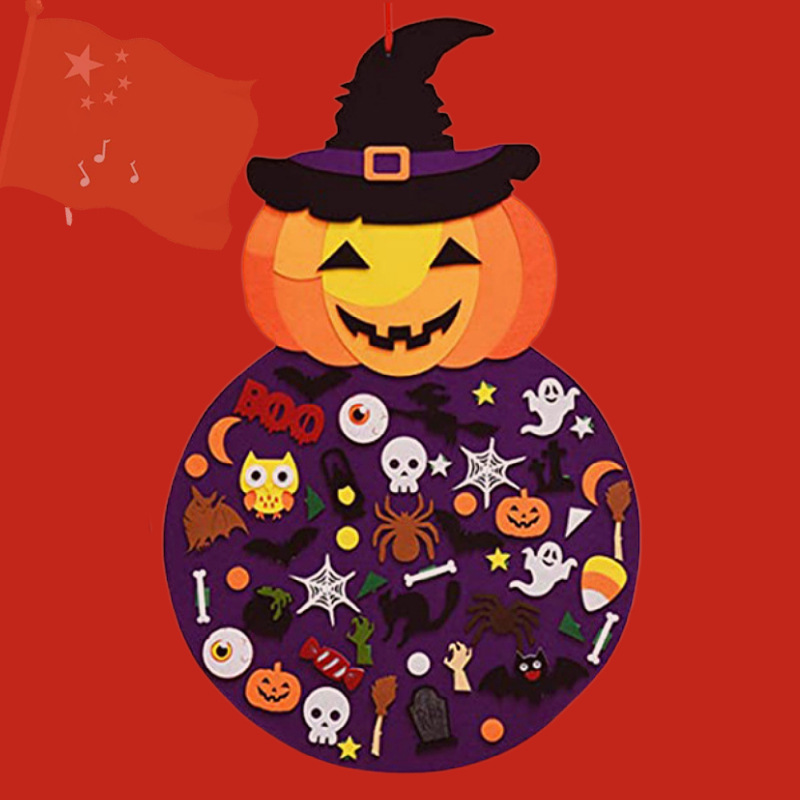 Cruzar la frontera de fieltro Halloween calabaza fiesta decoración vacaciones calabaza colgante decoración niños Halloween calabaza