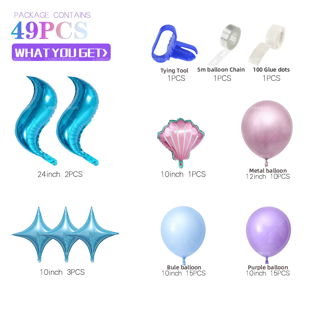 Banner, Balloon, Ball Event & Party Supplies Birthday Mermaid Fish Fish Tail Emulsion Cloth Party Banner Balloon Ball Party Supplies Balloons