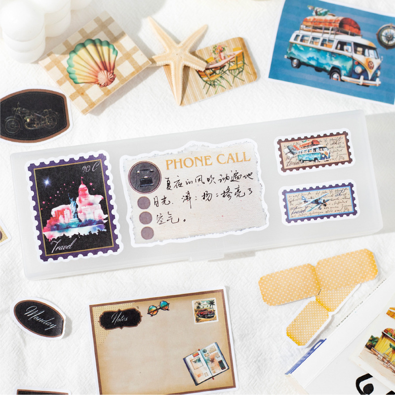 Pegatinas de palabras, serie de planificación de escape de verano, tema de vacaciones, ilustración creativa, material de cuenta manual, pegatinas de collage