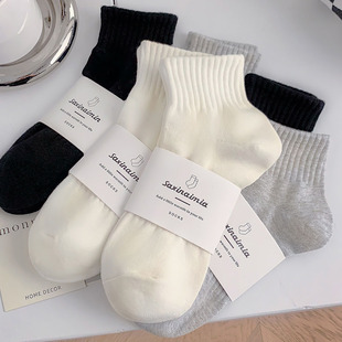 White socks women's mid-calf socks summer socks spring and autumn thin mid-calf men's ins trendy solid color Sports men's socks