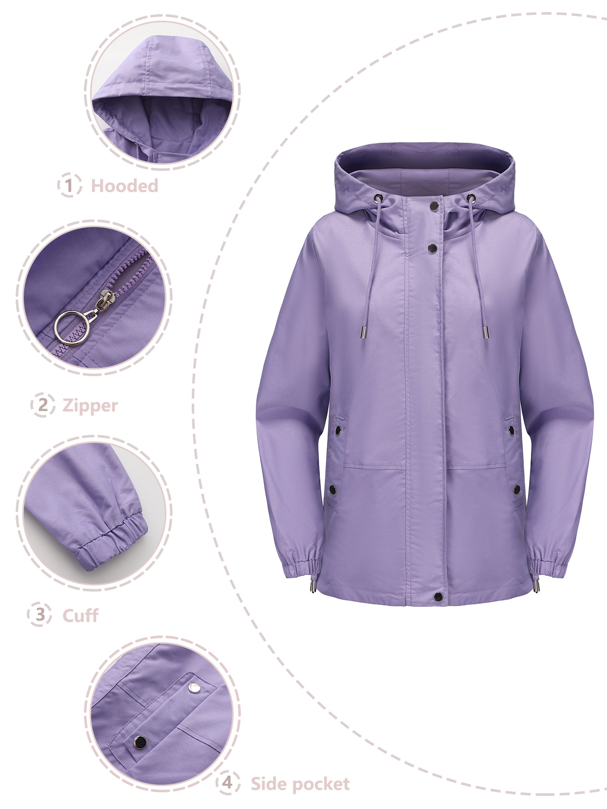 Women's Clothing new spring and autumn casual windbreaker women's loose windproof jacket with hood and long sleeves basic windproof jacket for women_voghion.com