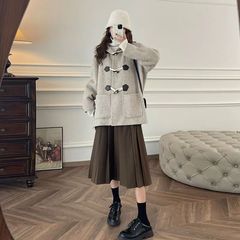 连帽毛呢外套女短款小个子2025秋冬新款韩版宽松减龄韩版呢子大衣