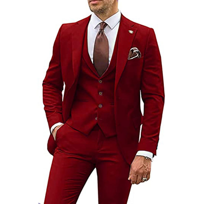 Comercio exterior de Europa y América Amazon AliExpress traje de hombre de tres piezas, tuxedo delgado, vestido de banquete de novio y mejorrino
