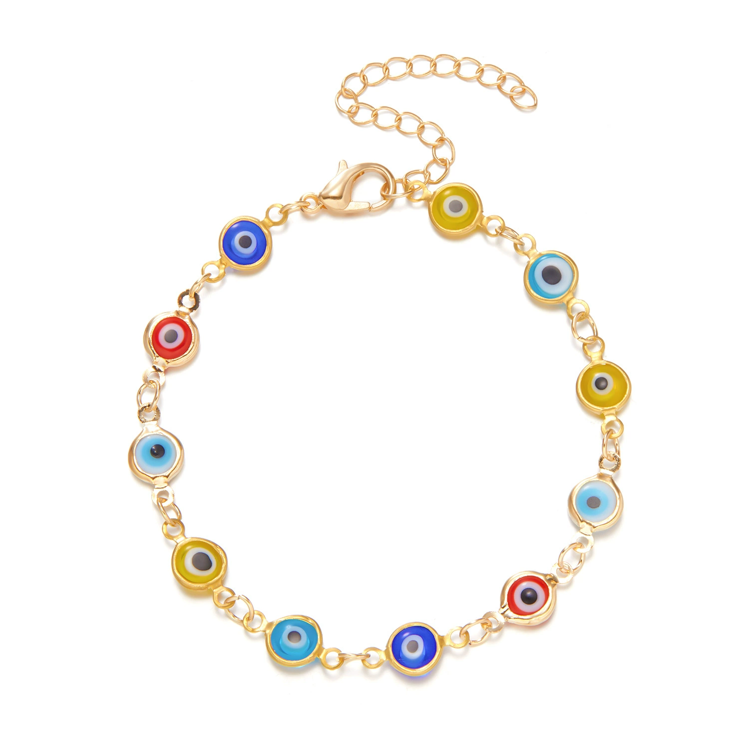 Браслет Gangmai Jewelry BR22Y0176 — 6 мм сплав защитное «глаза-злой глаз» регулируется 16+5 см