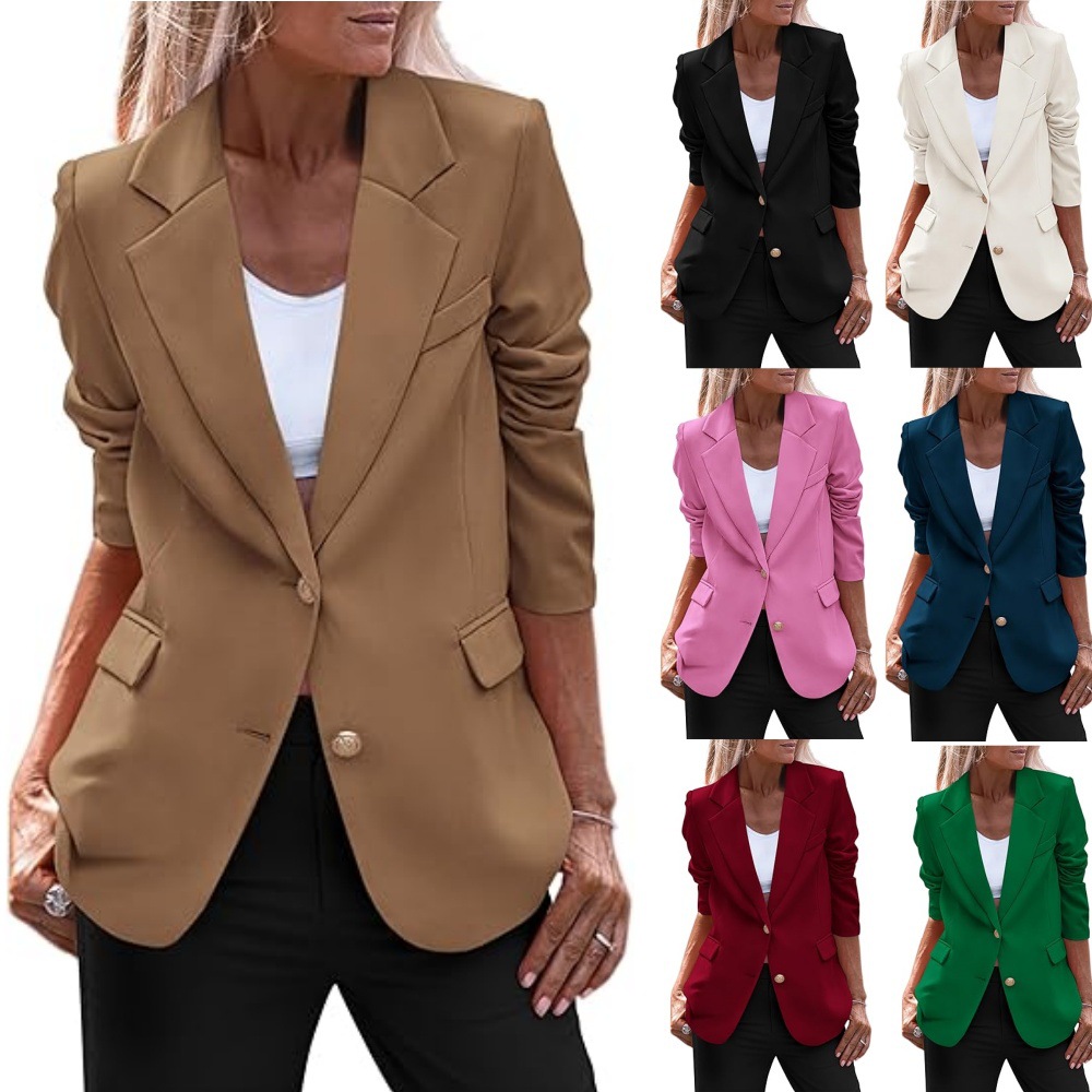Women's Clothing 2024 Hot Sale Autumn and Winter Casual Fashion Slim Solid Color Suit Jacket Women's Wear_voghion.com