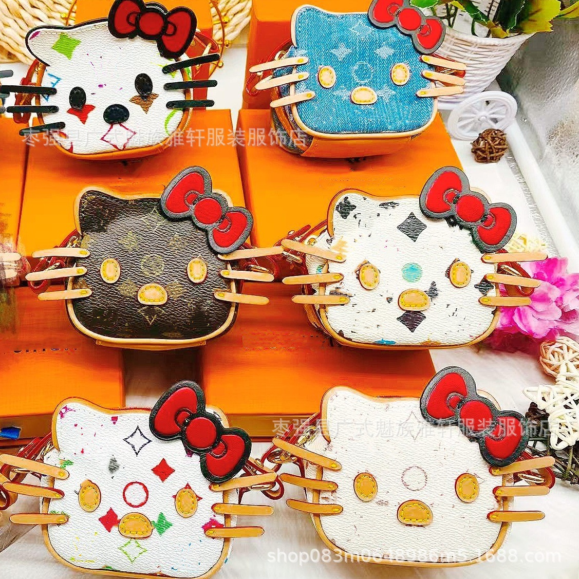Kitty Mini Cat Crossbody Coin Purse Floral Version Hello Kitty Crossbody Coin Purse Trendy Brand Kt