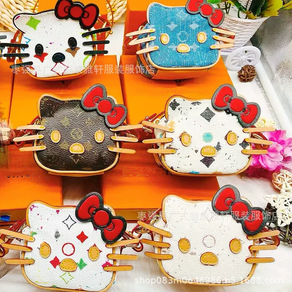 Kitty Mini Cat Crossbody Coin Purse Floral Version Hello Kitty Crossbody Coin Purse Trendy Brand Kt