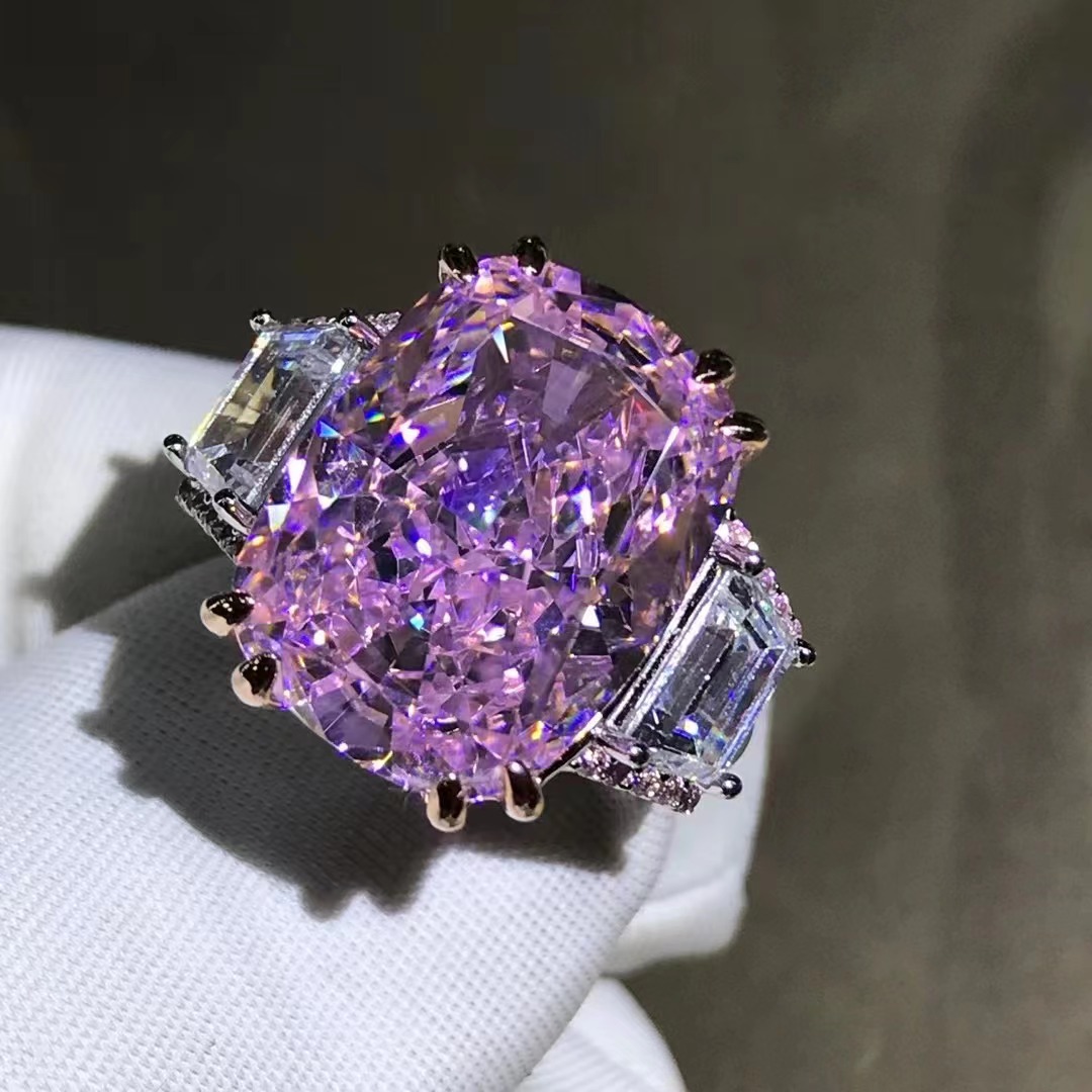 Gao Ding lujo 10 quilates moissanite anillo de cinco capas espesado galvanizado S925 incrustaciones de plata importado Diamante de alto carbono