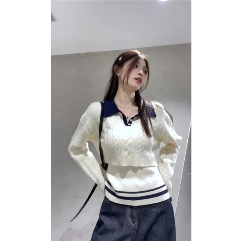 韩系慵懒风毛衣女早秋2025新款高级感超好看针织衫长袖上衣两件套|undefined