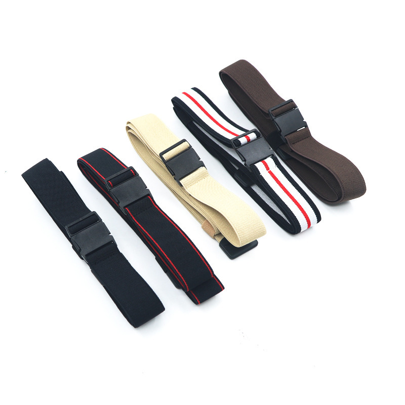 Elastic Waistband 3cm Metal-Free, Non-Magnetic, Elastic Buckle Lazy Belt with Plastic Buckle, Lightweight and Breathable Belt