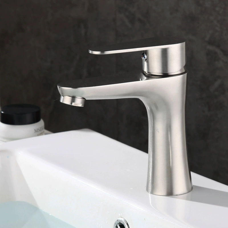 Смеситель для ванной комнаты из нержавеющей стали 304 для раковины, умывальника и столешницы, универсальный, для горячей и холодной воды.