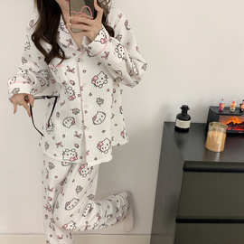 秋冬新款夹层空气棉可爱女睡衣家居服