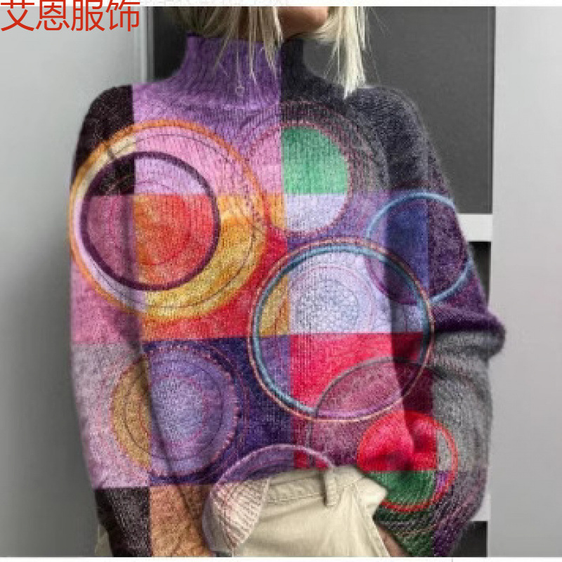 Independent Station Cross-Border Xiyin New Christmas Abstract Print Casual Cape Jacket Cardigan Independent Station Cross-Border Xiyin New Christmas Abstract Print Casual Cape Jacket Cardigan