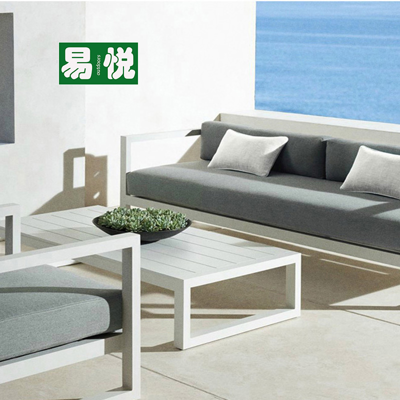 Jardín al aire libre Villa sofá mesa de té creativo hierro forjado impermeable sofá de patio sofá de aluminio al aire libre