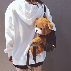 Bags 2023 New Trendy Cute Backpack Women's Plush Motorcycle Bear Backpack Animal Doll College Style School Bag