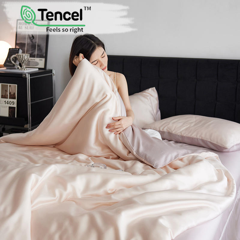 Class a 2026 Spring/Summer New 60S Lenzing Tencel Bedding Four-Piece Set, Cool and Silky, Skin-Friendly, Princess Style, Light Luxury