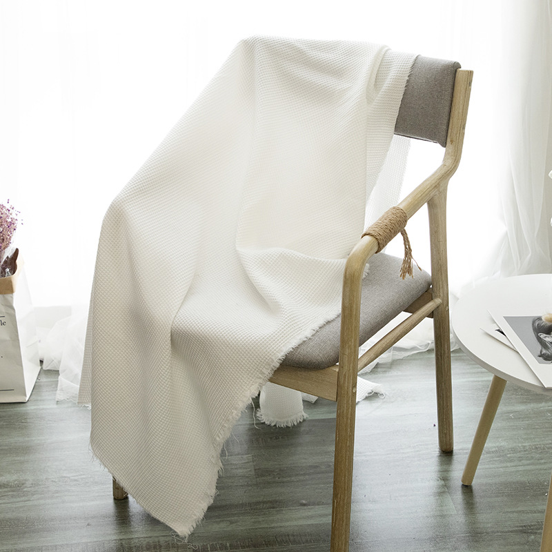 厂商供应T/C中格32线涤棉织造华夫格面料 酒店浴袍一次性拖鞋布料