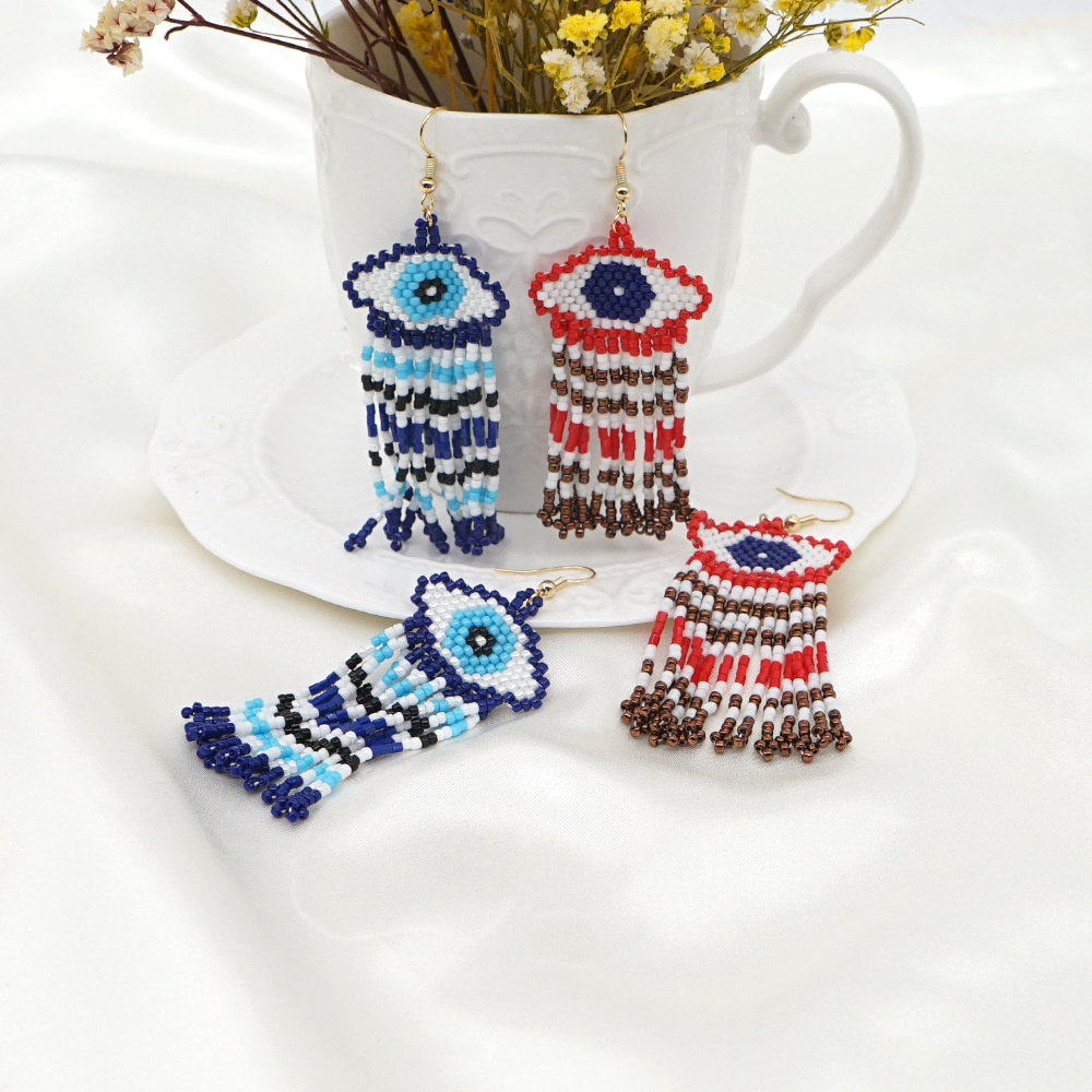 Simple Turkish Blue Eyes Fashion Beaded Earrings display picture 2