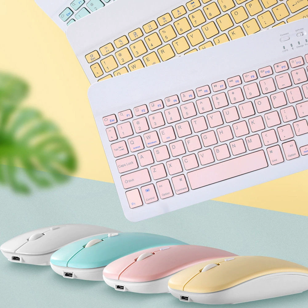 Silent Bluetooth Keyboard and Mouse Set, ultra-thin wireless, mobile & tablet compatible, rechargeable