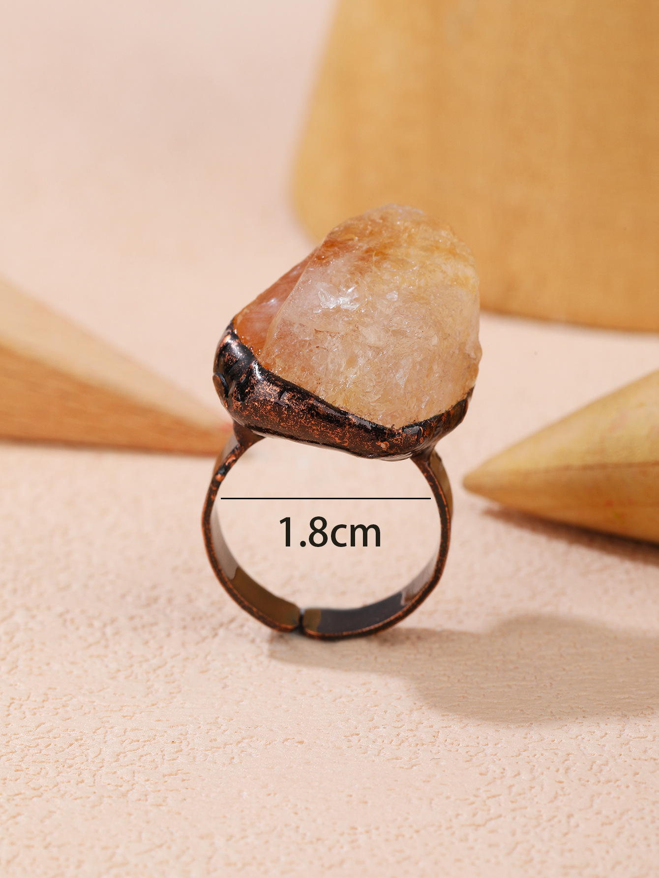 Street Occasion Copper, Citrine Material Irregular Pattern Unisex Copper Citrine Healing Irregular Open Rings Healing Crystals Jewelry