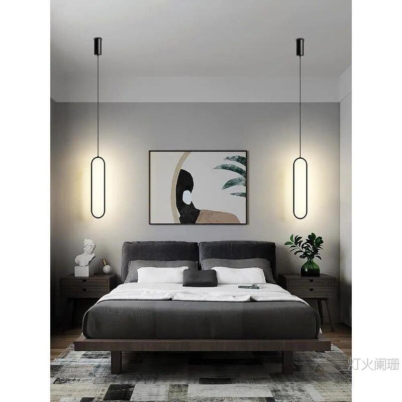 Bedroom Bedside Pendant Light Modern Minimalist Nordic Style Creative Background Wall Long-Line Trendy Light Luxury Single-Head Small Pendant Light Bedroom Bedside Pendant Light Modern Minimalist Nordic Style Creative Background Wall Long-Line Trendy Light Luxury Single-Head Small Pendant Light