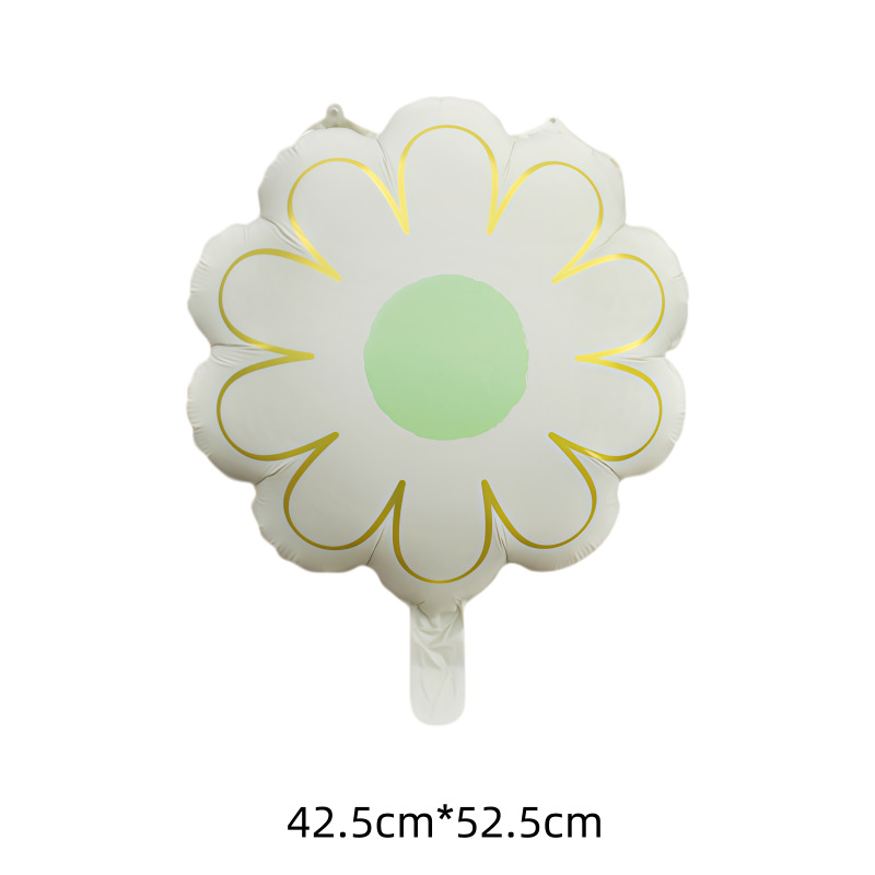 Globos de aluminio con diseño de margaritas blancas estilo Instagram, accesorios fotográficos mate, decoración de cumpleaños, girasoles, arreglo para el 1 de mayo y el 1 de junio.