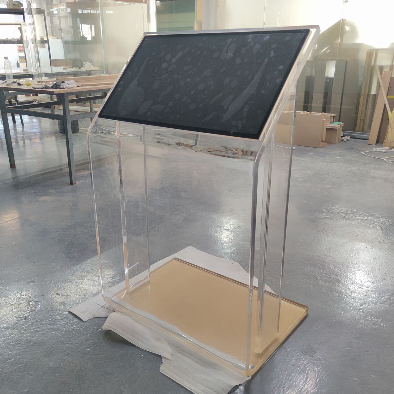 亚克力透明展示台博物馆展台宣传立牌有机玻璃热弯显示器展架