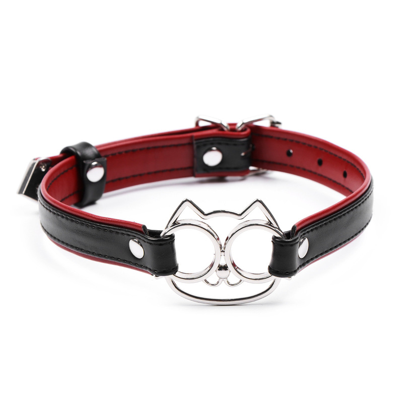 Analog Punk Leather Cat Face Collar Neck Strap Women's Simple Short PU Necklace Adult Toy Jewelry Leather Neck Cover