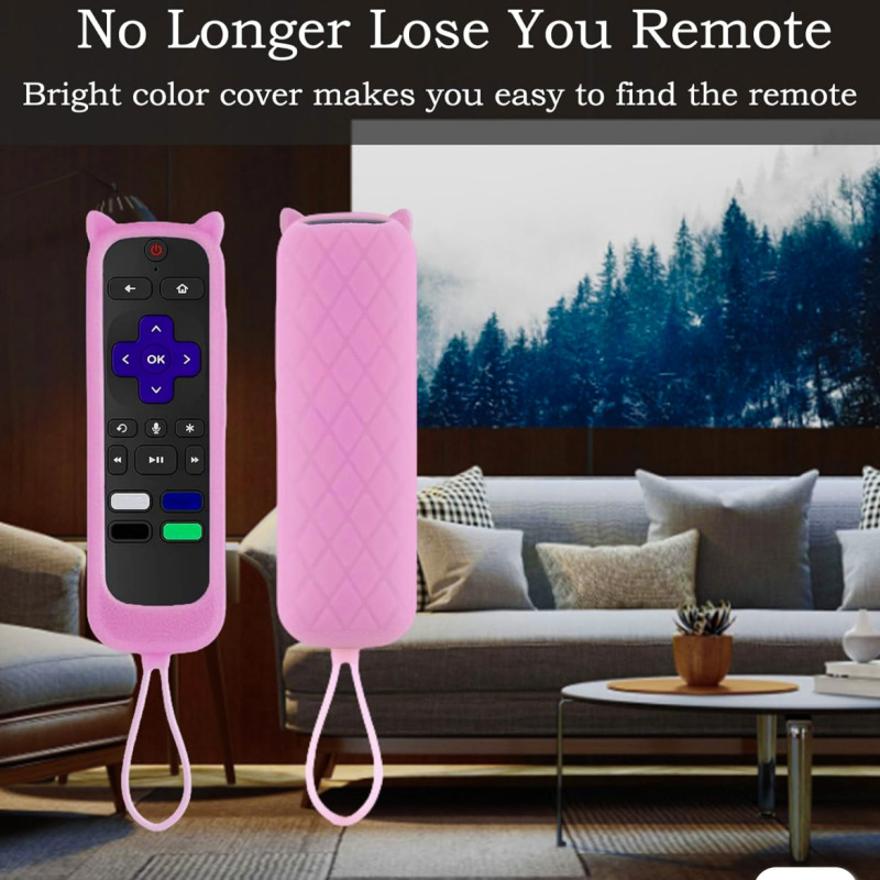 人気の TCL Roku シリーズユニバーサルシリコンリモコンカバー発光猫耳リモコン保護カバー落下防止|undefined