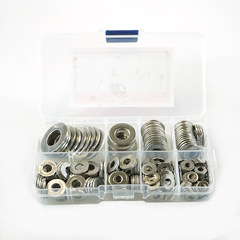 Set of 8 sizes: 260pcs US standard flat washers 6#, 8#, 10#, 12#, 1/4", 5/16", 3/8", 1/2"