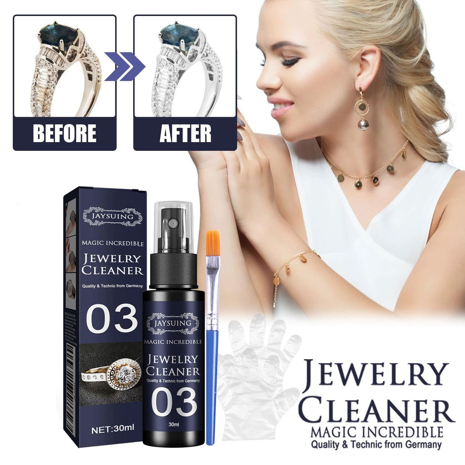 Jaysuing очиститель ювелирных изделий Очистка обеззараживание циферблат обслуживание спрей золотые часы очистка кольцо с бриллиантом