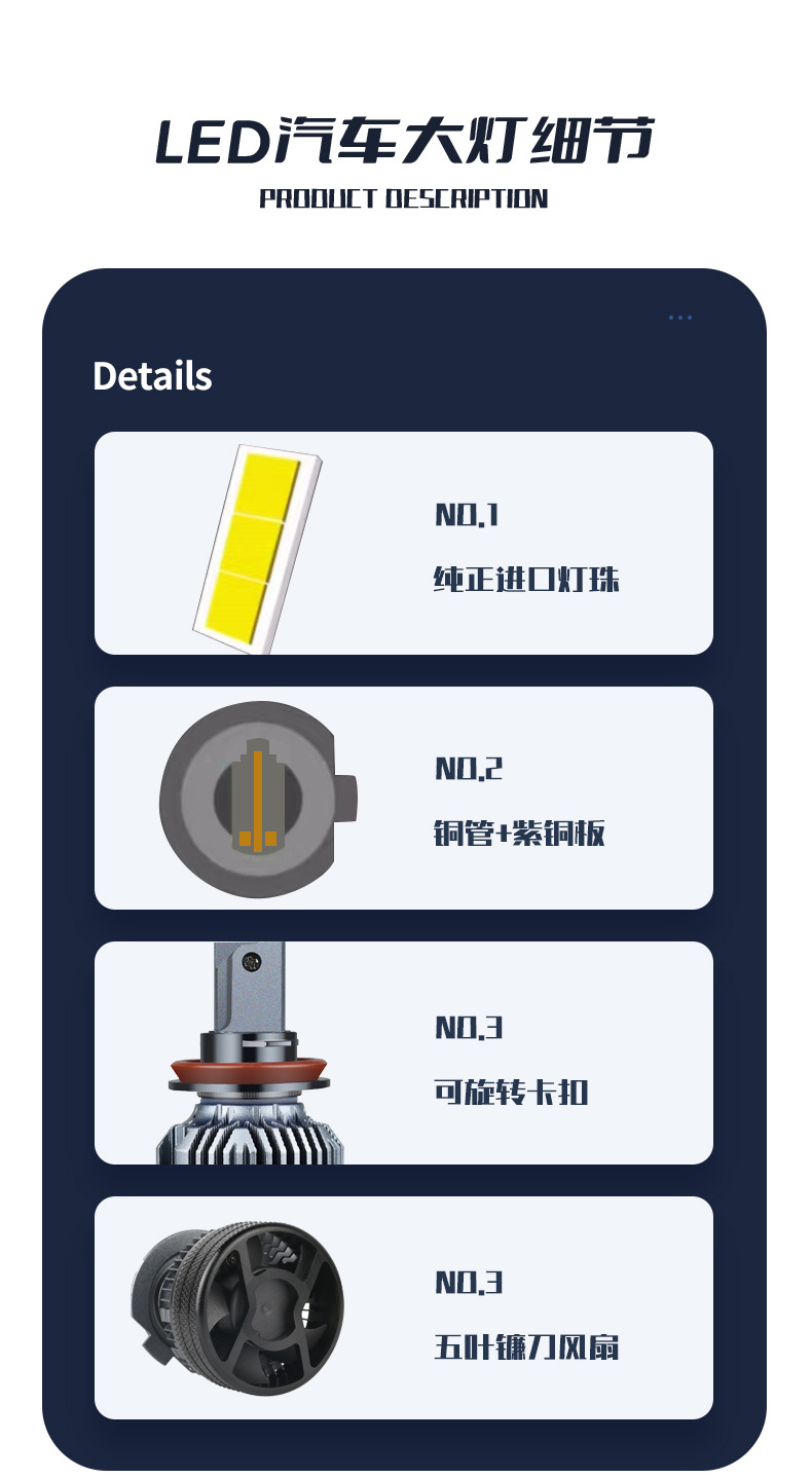High Power 65W over Emc Car Led Headlight Led Headlight Led Car Headlight H7H19005H4H11