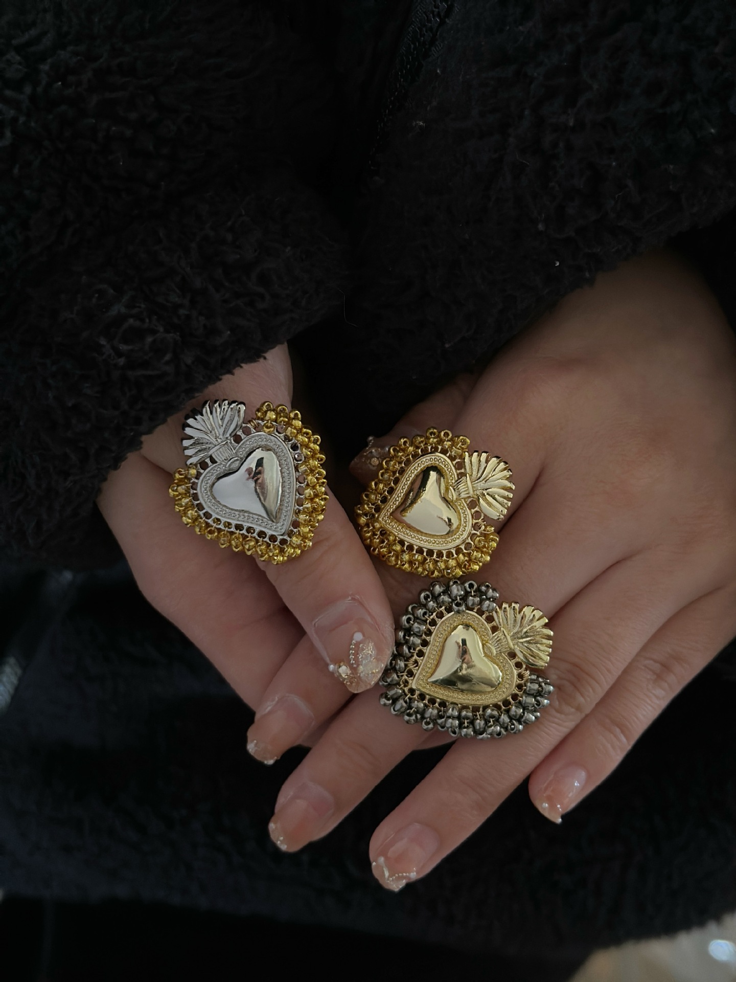 Party, Tea Party Occasion Copper Material Wholesale Jewelry Retro Simple Style Heart Shape Copper Open Rings
