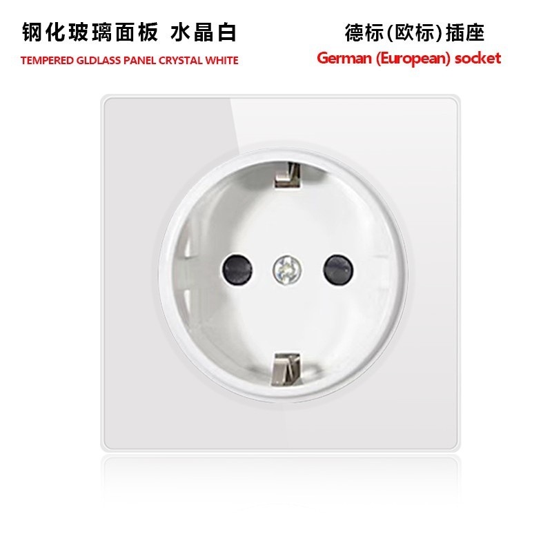 外国貿易トグルリセットスイッチソケット強化ガラスパネルLEDライトEUドイツプラグアメリカ標準フランスプラグロシア英国プラグ|undefined