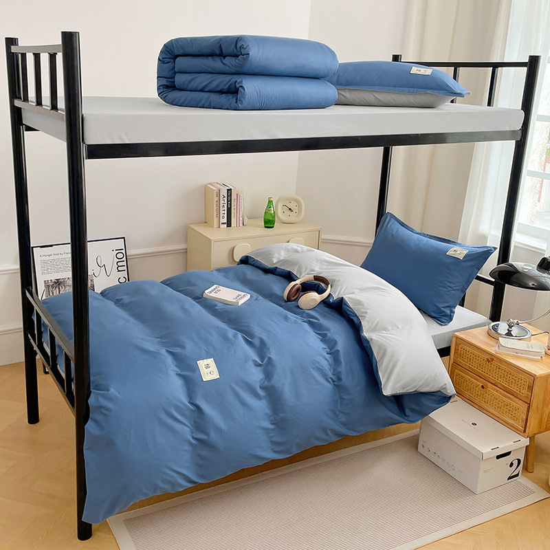 Dormitorio de estudiantes Conjunto de algodón de seis piezas Ropa de cama para estudiantes universitarios Algodón Tres juegos para estudiantes Ropa de cama de apoyo de 90*200