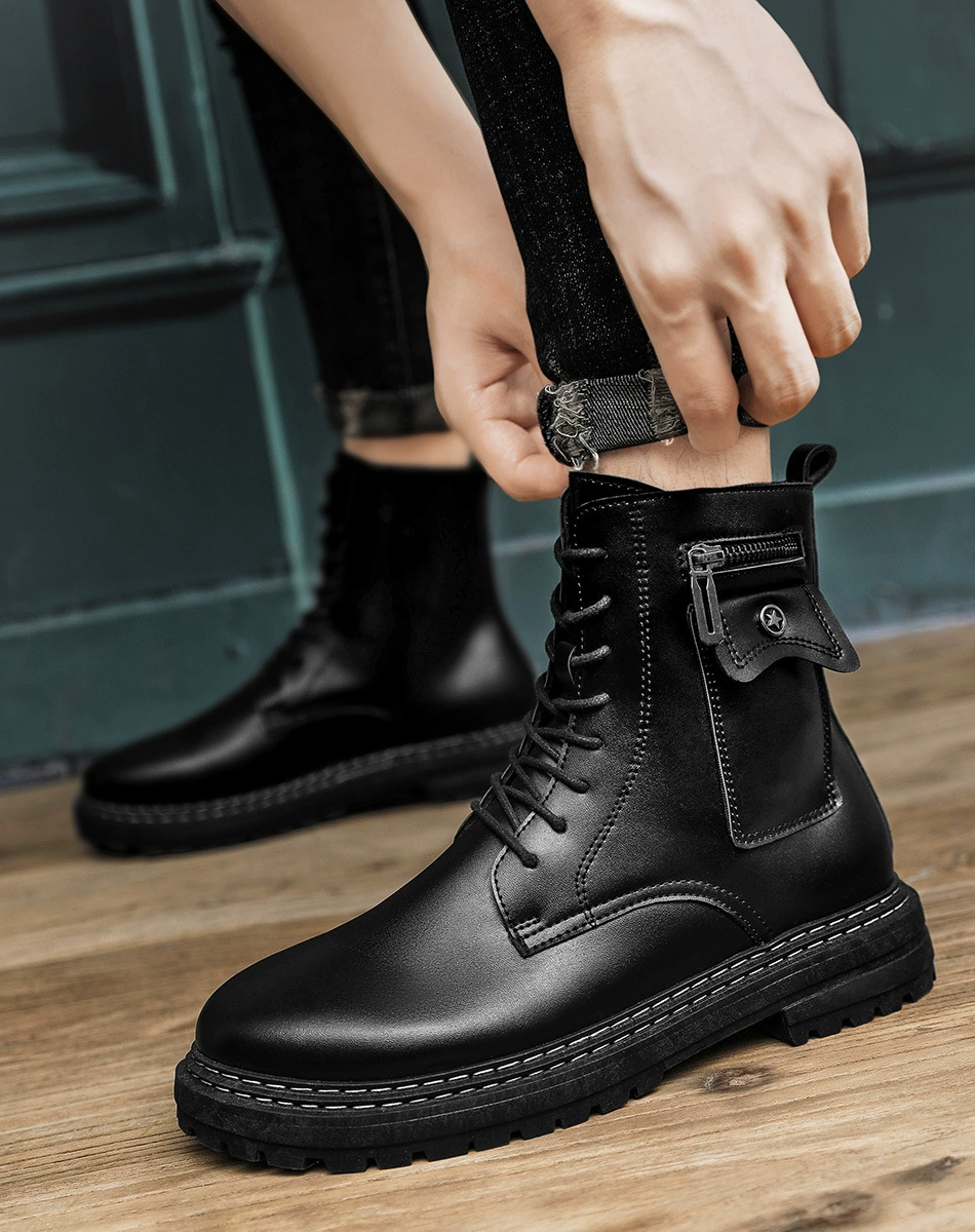 Модные мужские Ботинки Martin 2022, новые зимние рабочие ботинки, мужские ботинки со средним верхом в британском стиле, кожаные короткие сапоги, мужские кожаные сапоги