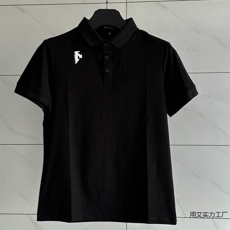 2025新型シリコンプリントPolo夏tシャツ男性ファッションビジネスゆるい襟半袖コンビネーションカジュアル|undefined