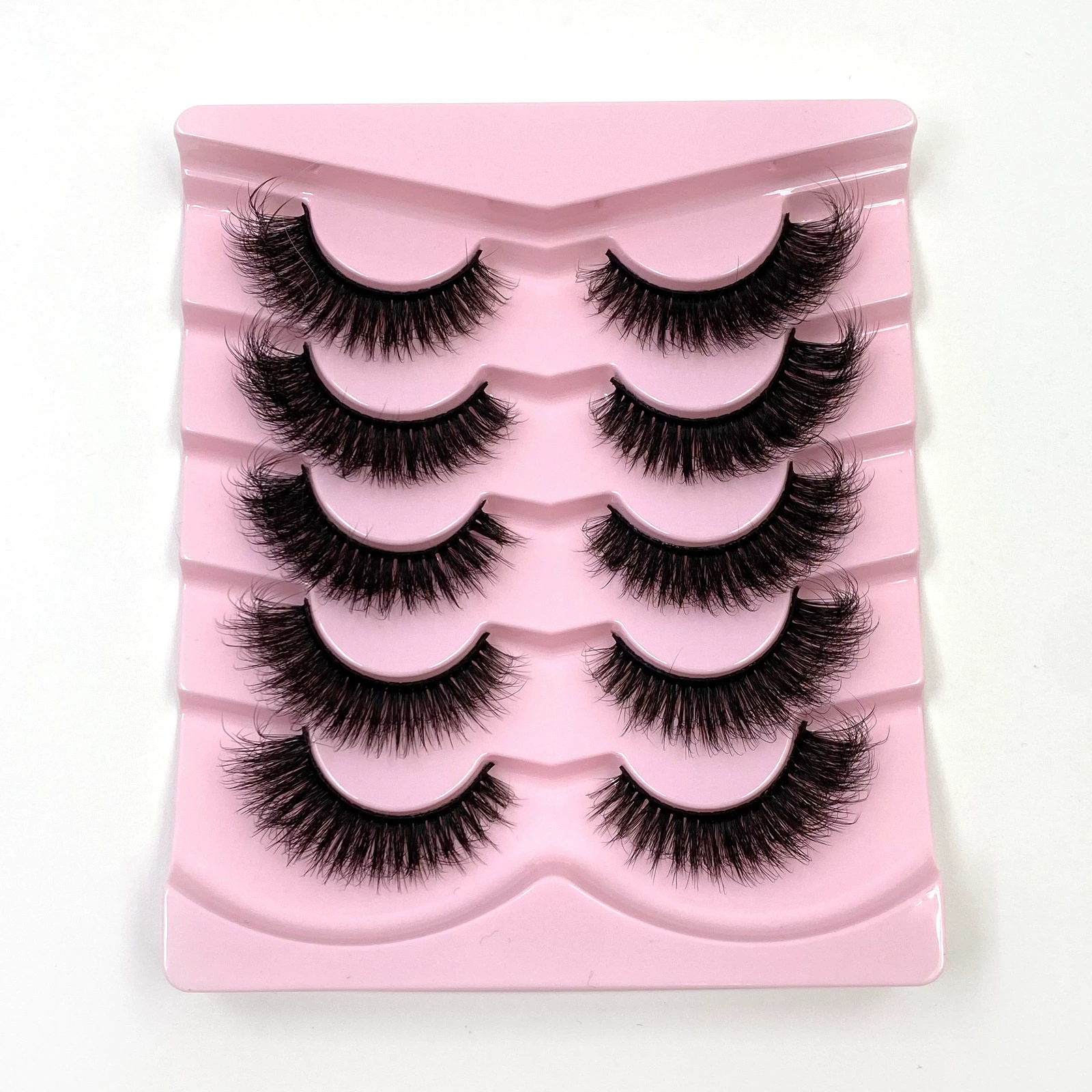 False eyelashes (Shein/Temu/Amazon) D21–D30, thick fluffy messy‑fur styles, multi‑pair trays