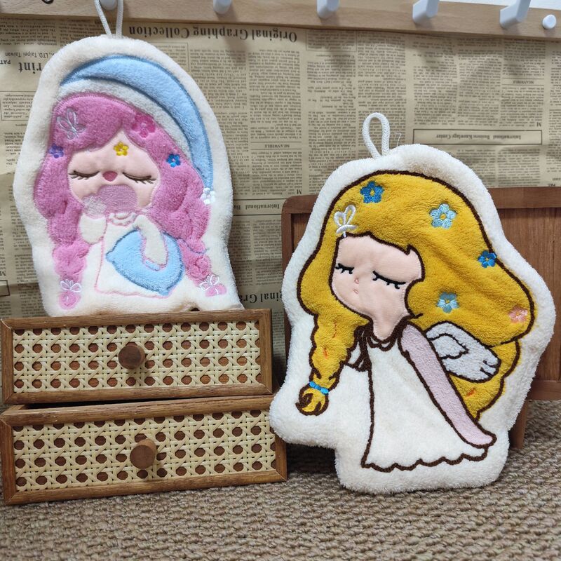 Cartoon princess-themed hand towels, cute and stylish, with a hanging design, highly absorbent, suitable for kitchen and bathroom use, and perfect as a small gift