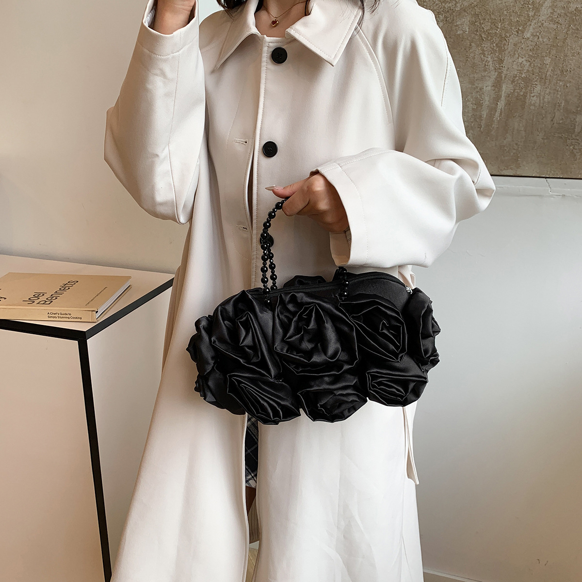 138g Weight Polyester Cotton Lining Material Zipper Closure Type Double Handle Strap Type Handbag, Evening Bag Bags Type Party Occasion Lace Material Flower Pattern Spring&Summer Season Women's Gender Elegant Style Pillow Shape Shape Black Red Lace Flower Pillow Shape Evening Bags 9