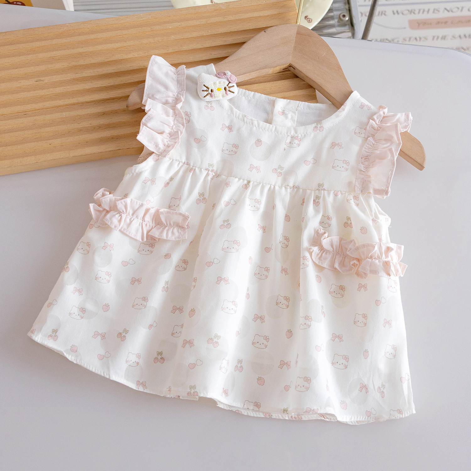 Cute summer cartoon shirt sleevless girl's