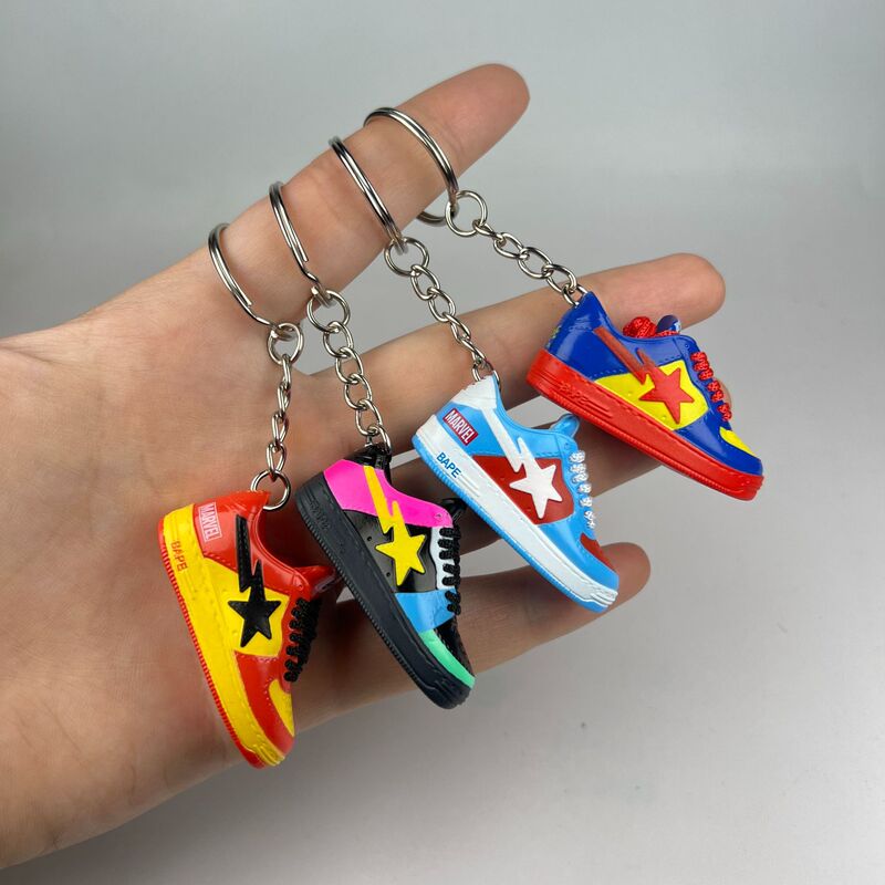 European and American Cross-border Bape Shoe Mold Keychain AJ Joint Marvel Animation Fashion Brand Stereo 3D Hollow Ornaments Pendant