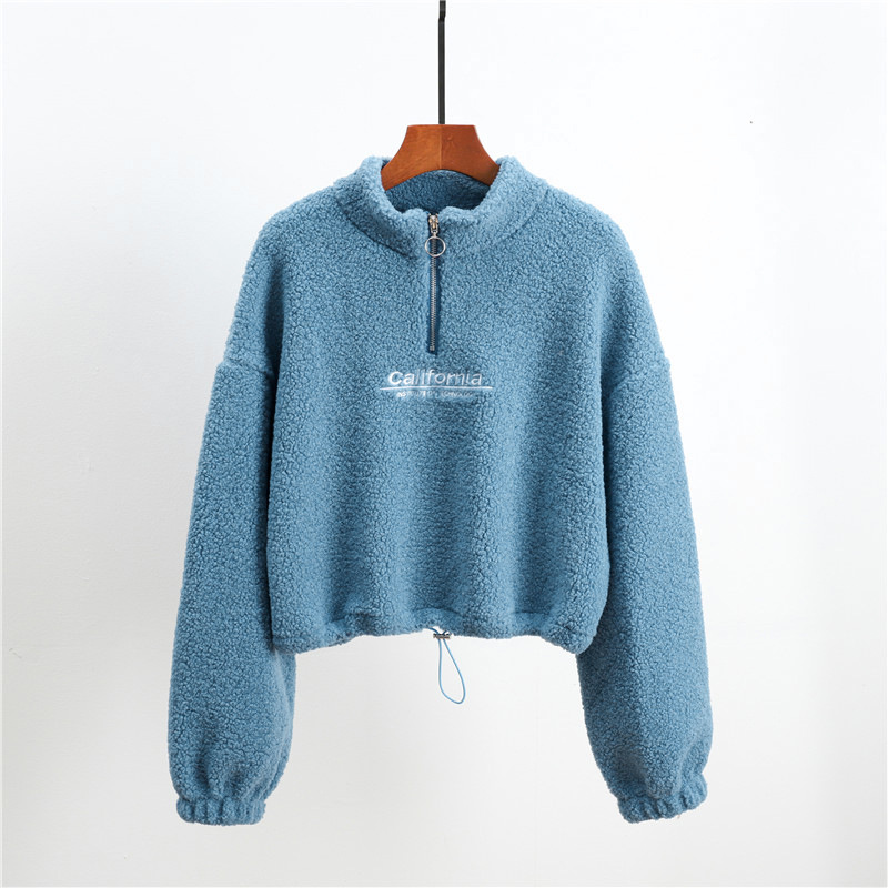 Vêtements pour femmes Pull court en polaire d'agneau Real Shot_voghion.com
