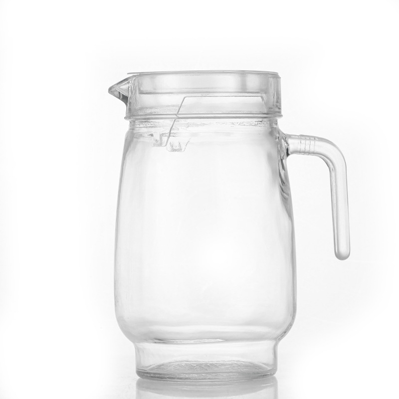 Los fabricantes venden directamente jarras de agua fría de vidrio de calcio sódico de gran capacidad jarras de agua fría transparentes al por mayor de jugos domésticos.