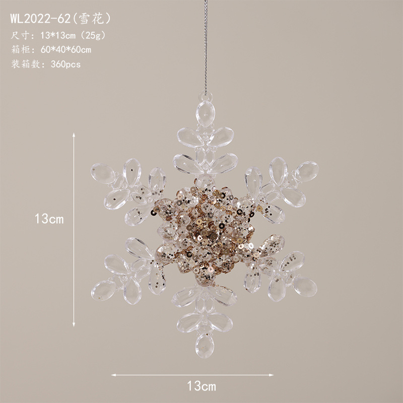 Nuevos productos transfronterizos flocos de nieve de Navidad acrílico transparente alce guirnaldas de decoración de árbol de Navidad colgante colgante