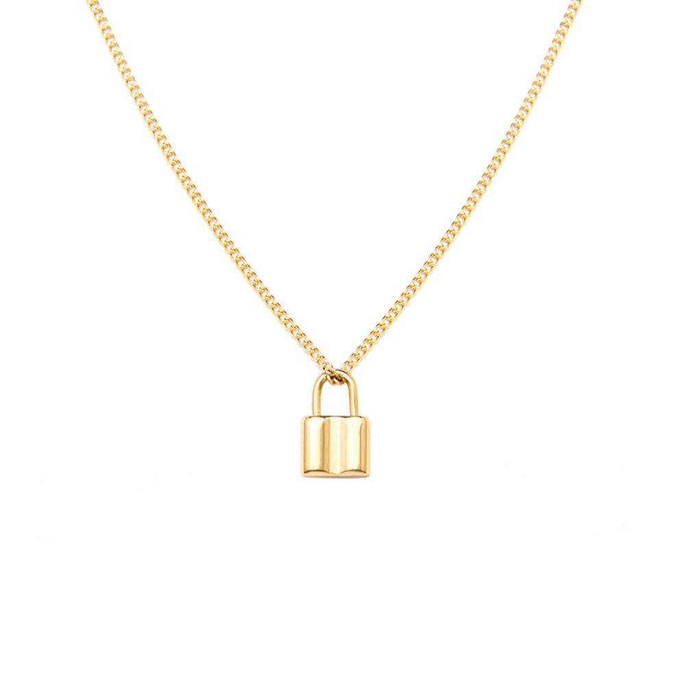 European And American Ins Jewelry Chocker Niche Design Sense Titanium Steel 18k Gold Clavicle Chain Small Lock Pendant Necklace