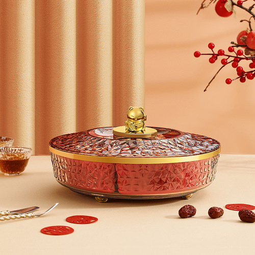 New Year Fruit Bowl Household Living Room Coffee Table Fruit Snack Dry Fruit Storage Box New Style Chinese Festive Melon Seeds Candy Box