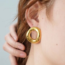 耳钉轻奢高级感夸张小众设计不规则圆形镂空饰品首饰夏季爆款跨境