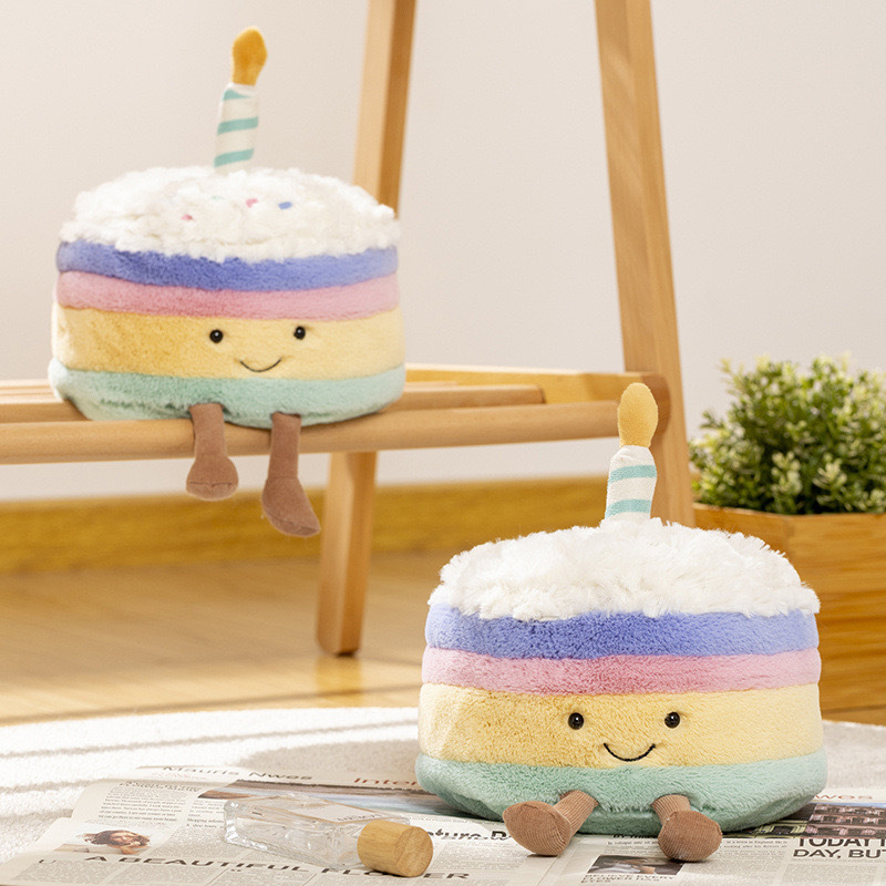 跨境可爱彩虹蛋糕玩偶毛绒玩具儿童礼物仿真蛋糕女生生日蛋糕公仔