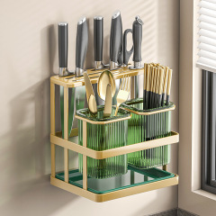 Kitchen knife holder shelf multi-functional chopsticks cage chopstick tube knife integrated vegetable knife chopsticks cutting board storage rack